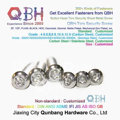 Qbh Custom Made Stainless Steel Button Head Torx Security Theft Proof Theft-Proof OEM ODM Sheet Metal Screw