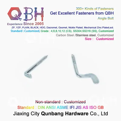 Qbh Custom-Made Stainless Steel SS304 SS316 Plain Black Yellow Blue Zinc Nickle Plated HDG Hot DIP Galvanizing Dacromet Geomet Carbon Steel Angle Bolt