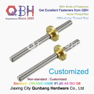 Qbh Custom-Made Trapezoidal Acme Square Section Roll Long Thread Rod Bar Insert OEM ODM Leadscrew