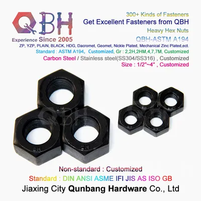Qbh Customized ASTM A194 Series Standard Steel Workshop Structure Heavy Hex Nut Fastener