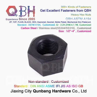 Qbh Customized ASTM A194 Standard Steel Structure Construction Building Heavy Hex Nut Fastening