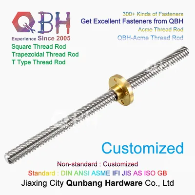 Qbh Customized Acme Square Section Roll Long Threaded Rod Bar Stud Insert OEM ODM Trapezoidal Leadbolt Lead Bolt