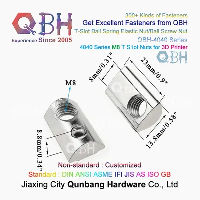 Qbh Customized CNC Routers/3D Printers/CNC Laser Cutters Aluminum Profile T-Nuts Machinery Machining Maintaining Repairing Replace Replacement Spare Parts