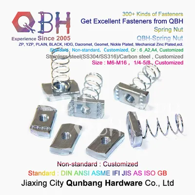 Qbh Customized Carbon Stainless Steel Zp Yzp Plain Black HDG Dacromet Geomet Nickle Plated Mechanical Zinc Plated Short/Long Spring Channel Nut