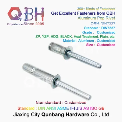 Qbh Customized Carbon Steel Stainless Steel Aluminum DIN7337 Dome Head Blind Rivet