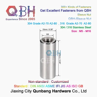 Qbh Customized Carbon Steel/Stainless Steel Double Thread Sleeve Nut Round Turnbuckles