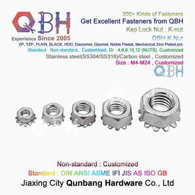 Qbh Customized Carbon Steel / Stainless Steel Hex K-Nut Special Serrated Nut