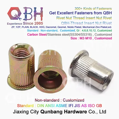 Qbh Customized Carbon Steel Stainless Steel Metric Blind Hollow Flat Cks Countersunk Head Rivet Screw Threaded Thread Sleeve Inserts