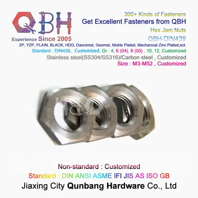 Qbh Customized Carbon Steel Stainless Steel Zp/Bzp/Plain/Black/HDG/Dacromet/Geomet/Nickle Plated Pin Box DIN Hex Jam Nut