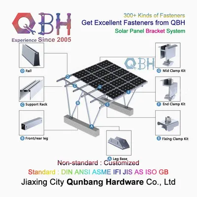 Qbh Customized Civil Commercial Industrial Solar Power Energy System Roofing Sloping Tilting Photovoltaic PV Panel Mounting Bracket Rack Stand Stents