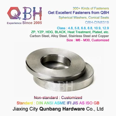 Qbh Customized DIN 6319 DIN6319 SS304 SS316 Stainless Steel / Black Carbon Steel Ball Face Spherical Concave and Convex Gasket