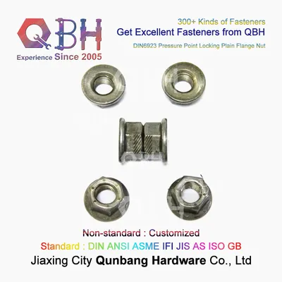 Qbh Customized DIN 6923 Plain Pressure Point No Serration Flange Surface Hex Flanged Nuts Special Fasteners