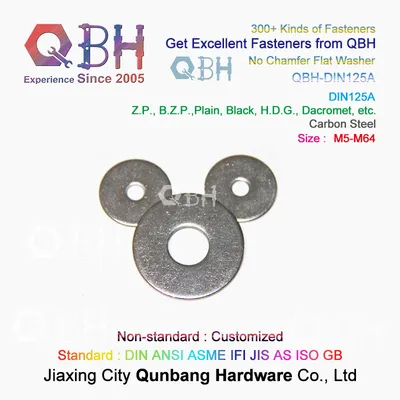 Qbh Customized DIN125A No Chamfer Plain Washer Machine Machinery Machining Maintaining Repairing Replace Replacement Spare Parts