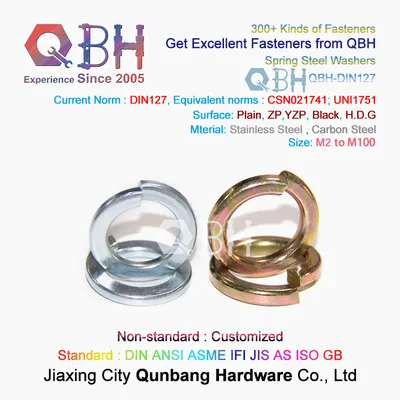 Qbh Customized DIN127A DIN127b Zp/Yzp/Plain/Black/HDG/Dacromet/Geomet/Nickle Plated Carbon Steel/Stainless Steel DIN 127 a B Spring Gasket Hardware