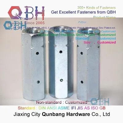 Qbh Customized DIN1479 Carbon Steel/Stainless Steel Zp/Yzp/Bzp/Plain/Black/HDG/Dacromet/Geomet/Nickle Plated Hex Hexagonal Hexagon Inspection Hole Coupling Nut