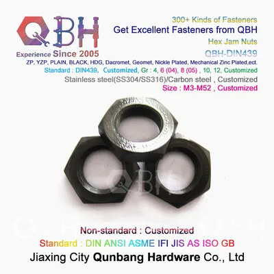 Qbh Customized DIN439 M3-M52 Carbon Steel Stainless Steel CS Ss Hex Hexagon Flat Jam Thin Nut