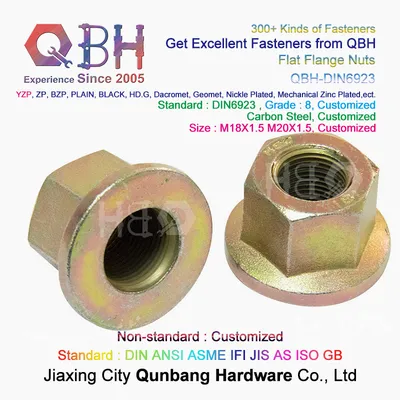 Qbh Customized DIN6923 Yzp Carbon Steel Hot Forging Fine Thread Hex Hexagon Hexagonal Flat Flange Lock Locking Locked Nuts