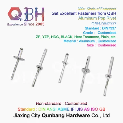 Qbh Customized DIN7337 HDG Yzp Zp Black Plain Dacromet Geom Aluminum Core Pulling Rivet
