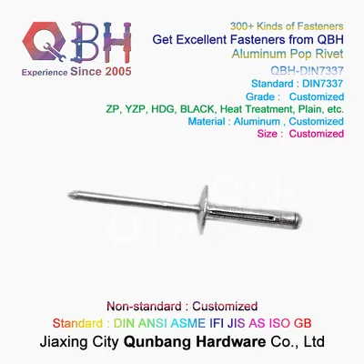 Qbh Customized DIN7337 HDG Yzp Zp Black Plain Dacromet Geom Aluminum Pop Open End Blind Rivet