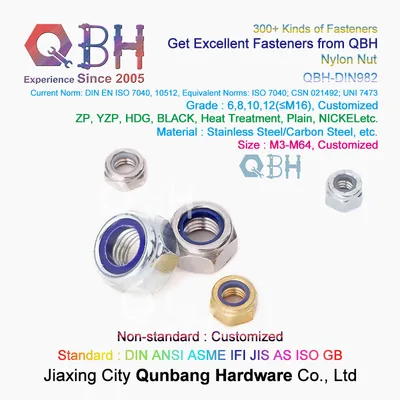 Qbh Customized DIN985/DIN982 Copper Brass Carbon Steel Stainless Steel PA66 Nylon Locked Lock Locking Nut Automobile Car Auto Spare Parts