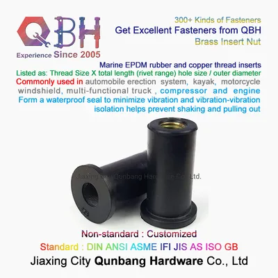 Qbh Customized EPDM Rubber and Copper Brass Thread Inserts Nut Screw Bolt Automobile Erection System Repairing Maintaining Replace Replacement Spare Parts