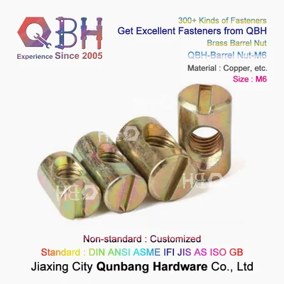 Qbh Customized Female Negative Thread Sleeve Barrel Cross-Bar Cross Rod Hole Slotted Furniture Repair Replacement Replace Part Security Nut