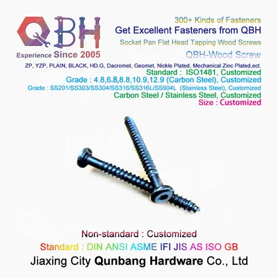 Qbh Customized Furniture Fastener Socket Pan Flat Head Self Tapping Custom-Made Carbon Steel/Stainless Steel Wood Screw