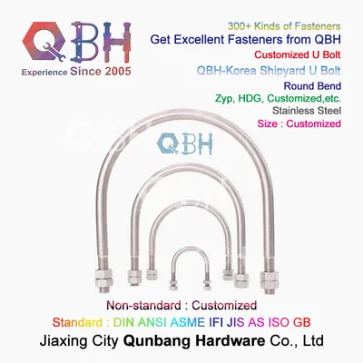 Qbh Customized High Carbon Quality Stainless Steel Galvanized Hex Nuts and Flat Washer Round Square Bend U-Bolt Stud Ubolt U Bolt U Head Thread Rod