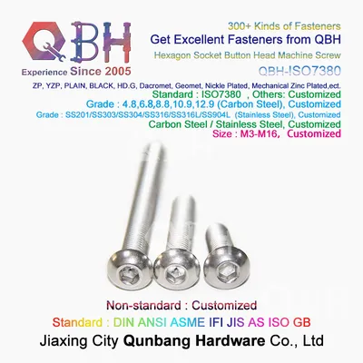 Qbh Customized ISO 7380 ISO7380 Stainless Steel Hexagon Socket Button Head Screws