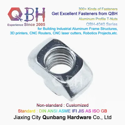 Qbh Customized Industrial Aluminum Frame Structures T Slot Slotting Slotted Sliding Aluminum Aluminium Alloy Profile Hammer Nuts Spare Parts