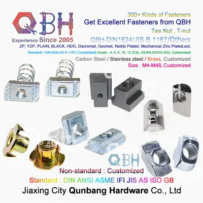 Qbh Customized Industrial Aluminum Frame Structures Windows & Doors T Slot Slotting Slotted Sliding Aluminum Aluminium Alloy Profile Hammer Nuts Accessories