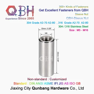 Qbh Customized Long Round Sleeve Nut Construction Building Materials Fastener Accessories Hardware Combination & Joint Fittings Formwork