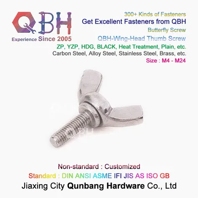 Qbh Customized M8 Stainless Steel S. S. /Ss/SUS 304/316 SS304/SS316/SUS304/SUS316 M8 X 25mm Wing Bolt