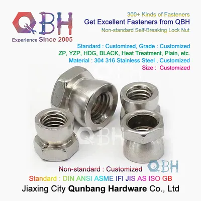 Qbh Customized Non-Standard 62612 Carbon Steel/Stainless Steel SS304 SS316 A2 A4 Self-Breaking Security Shear Nut