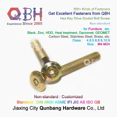 Qbh Customized Non Standard Socket Brass Furniture Confirmat Bolt Screw