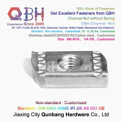 Qbh Customized Non-Standard Stainless Steel/Carbon Steel Blue White Zinc Plated Channel Nut Without Spring