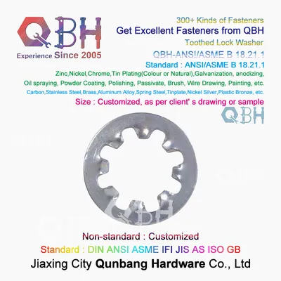Qbh Customized OEM ODM ANSI/ASME B 18.21.1 Toothed Lock Washers External Internal Teeth