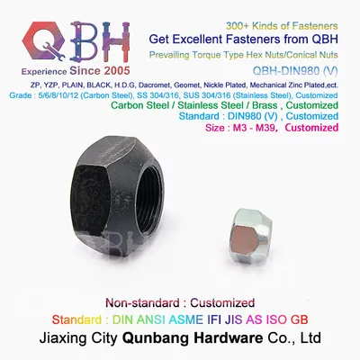 Qbh Customized OEM ODM DIN980 (V) DIN980V DIN980 (V) DIN 980 V Black Blue White Zinc Plated Prevailing Torque Type Wheel Lug Locked Locking Nut