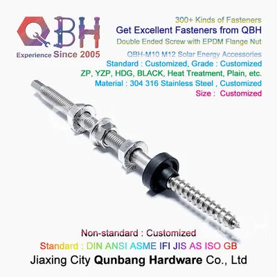 Qbh Customized OEM ODM SS304 SS316 A2 A4 Stainless Steel Double End Thread Threaded Screw Stud Rod