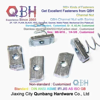 Qbh Customized OEM ODM Stainless Steel/Carbon Steel Zp/Yzp/Bzp/Plain/Black/HDG/Dacromet/Geomet/Nickle Plated Spring Nut Channel Fitting