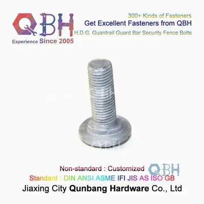 Qbh Customized Plain Black Yellow Blue Zinc Nickle Plated Chrome Plating High Way Guard Rail Bolts