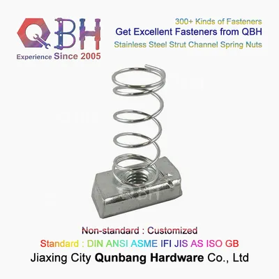 Qbh Customized SS304/SS316/SUS304/SUS316 M6-M16 Stainless Steel Strut Channel Spring Nuts