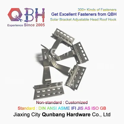 Qbh Customized SUS304 SUS316 Adjustable Head Solar Roof Hook for Solar Power Energy PV Photovoltaic Mounting System Standing Seam Roof