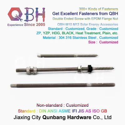 Qbh Customized Stainless Steel 304 Double Ended Dowel Screws with EPDM Flange Nut