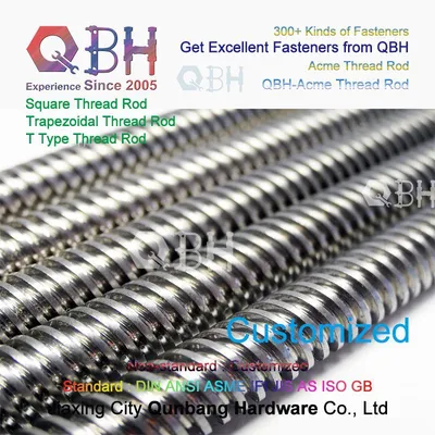 Qbh Customized Stainless Steel Acme Screws Stud Bolt All Fine Full T Type Trapezoidal Square Threaded Roll Rolled Rod Thread