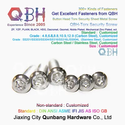 Qbh Customized Stainless Steel Button Head Torx Anti-Theft Anti Theft OEM ODM Sheet Metal Screw Maintaining Repairing Replace Replacement Spare Parts