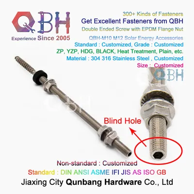 Qbh Customized Stainless Steel Solar Power Energy Panel Bracket Rack Stand Mounting System Hanger Dowel Bolt Blind/Solid Hole Roofing Roof Hook Screws