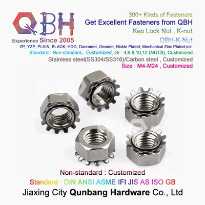 Qbh Customized Standard Carbon Stainless Steel HDG Yzp Zp Black Plain Dacromet Geomet External-Tooth Lock Locked Locking Washer Hex K Nut K-Nut Keps Locknut