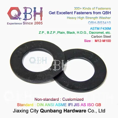 Qbh Customized Standard M12-M100 ASTM F436m Black High Strength Plain Washer for Assembly