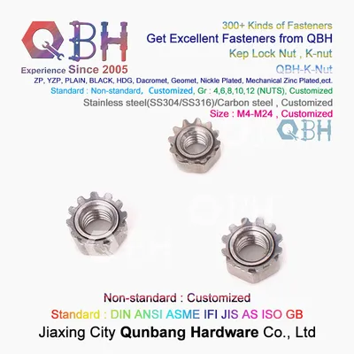 Qbh Customized Standard Stainless Steel SS304 SS316 Carbon Steel HDG Yzp Zp Black Plain External-Tooth Lock Locked Locking Washer Hex K Nut K-Nut Keps Locknut